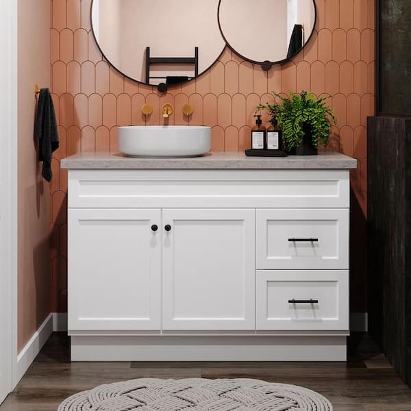 Canfield 48 in. W x 21 in. D x 33.5 in. H Bath Vanity Cabinet without Top in White Finish