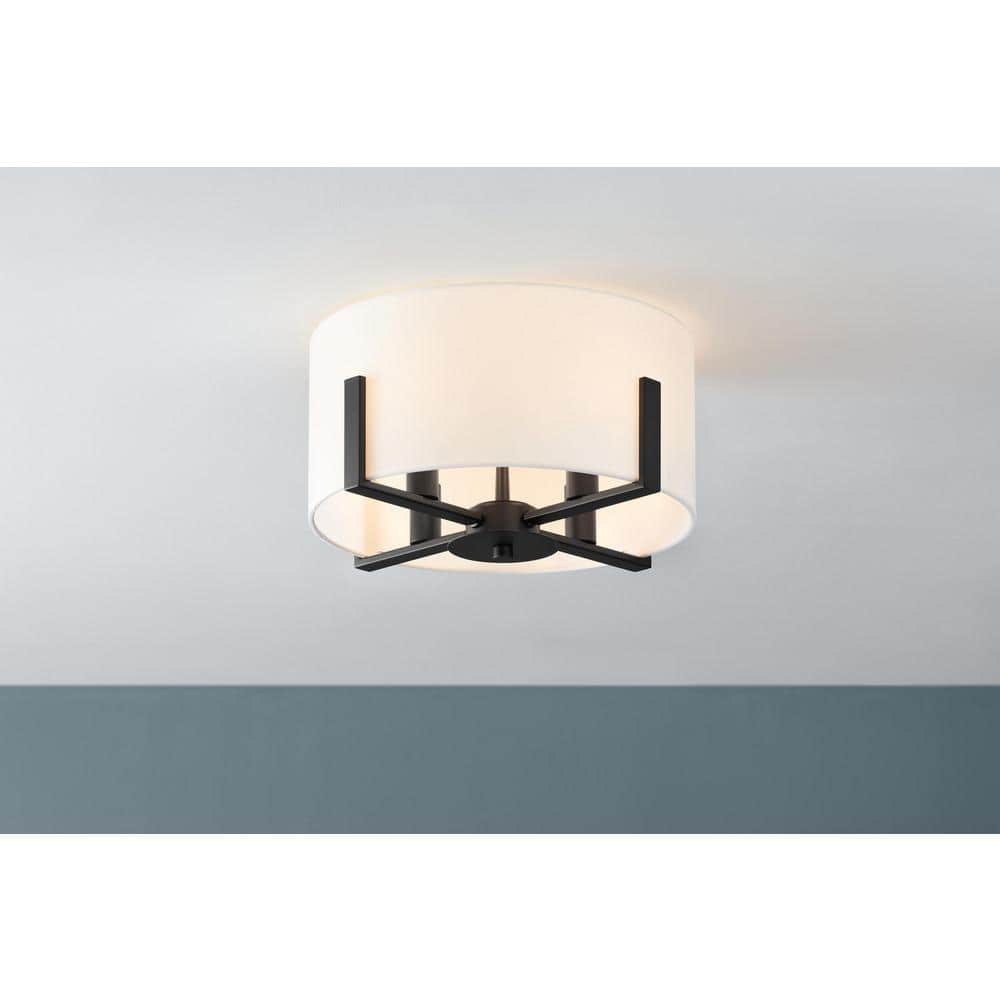 Manhattan 4-Light Matte Black Semi Flush mount with White Drum Shade price history on PriceWatchPro
