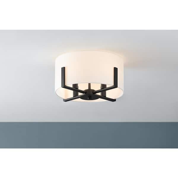 Home Decorators Collection Manhattan 4-Light Matte Black Semi Flush ...