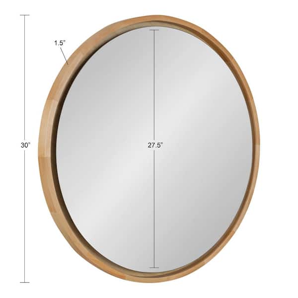 Evans 30 in. x 30 in. Classic Round Framed Natural Wall Mirror