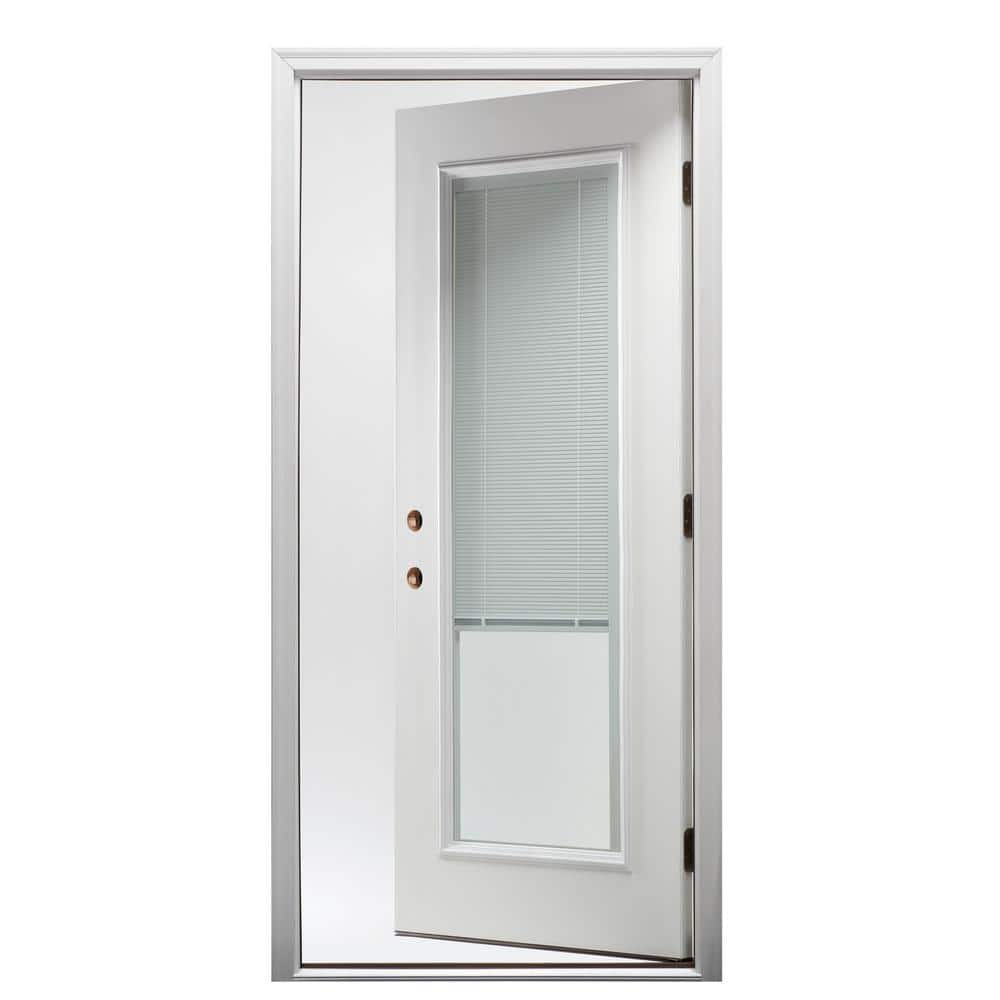 Smooth Primed Full Lite Fiberglass Front Door with Blinds, 36" x 80"