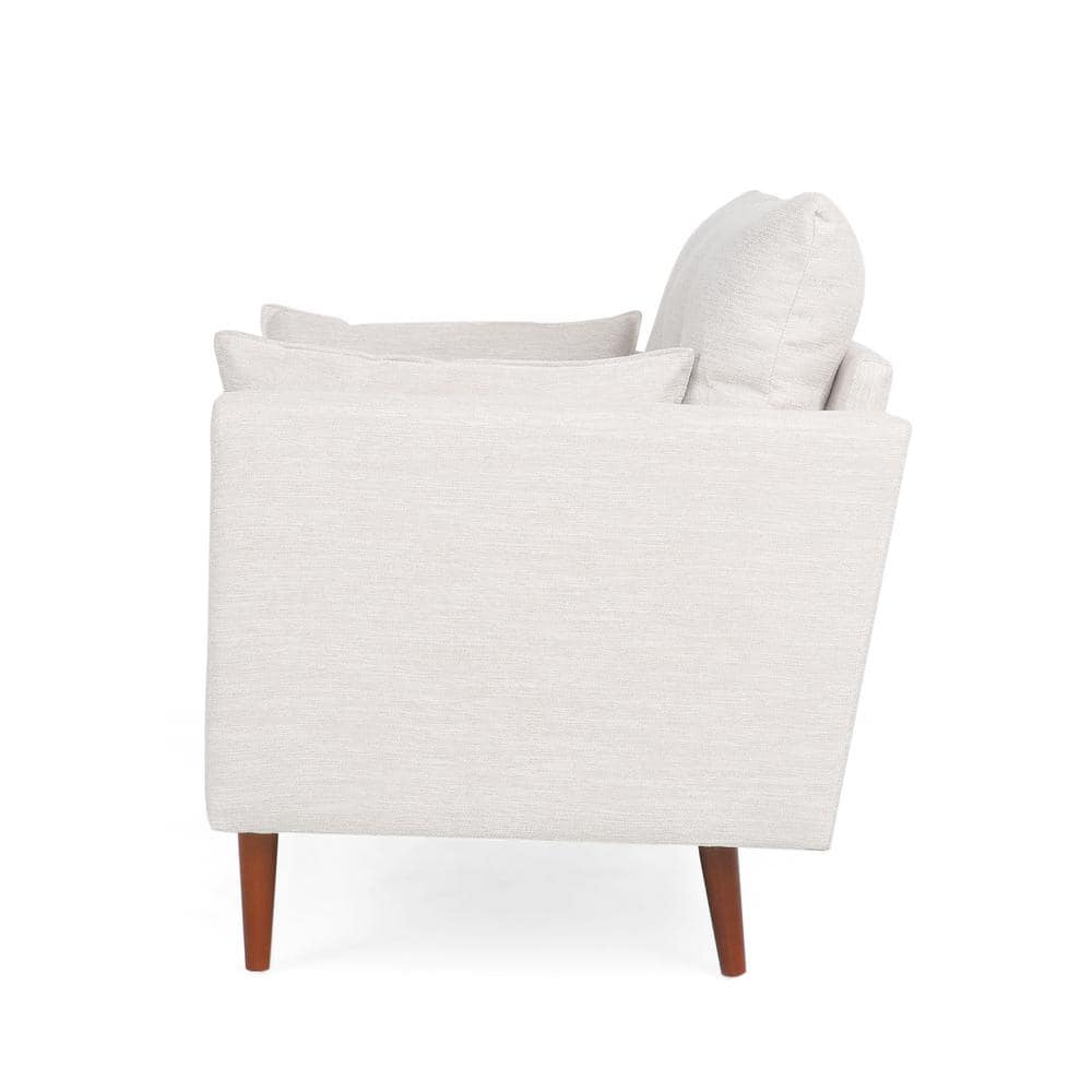 Beige and Walnut Mid-Century Modern Club Accent Chair
