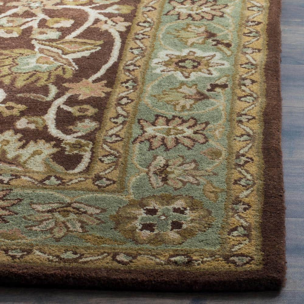 Heirloom Chocolate and Blue Hand-Tufted Wool Area Rug, 4' x 6'