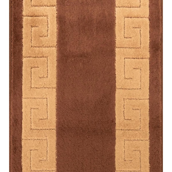 Euro Meander Design Brown 26 in. W x 24 in. L Stair Runner 4.33 sq. ft.