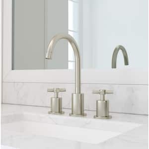 Prima 3 8 in. Widespread 2-Handle Bathroom Faucet in Brushed Nickel