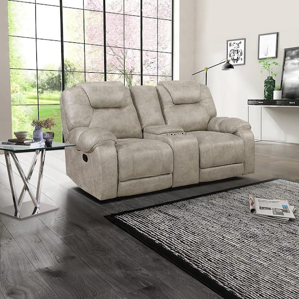 Lazzara Emily 75 in W Pewter Microfiber 2-Seater Manual Double