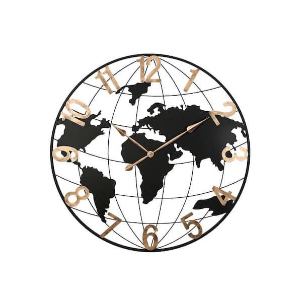 Unbranded 36 in. Large Wall Clock, Modern Silent Metal Wall Clock with Vintage Gold Arabic Numeral for Living Room Decor