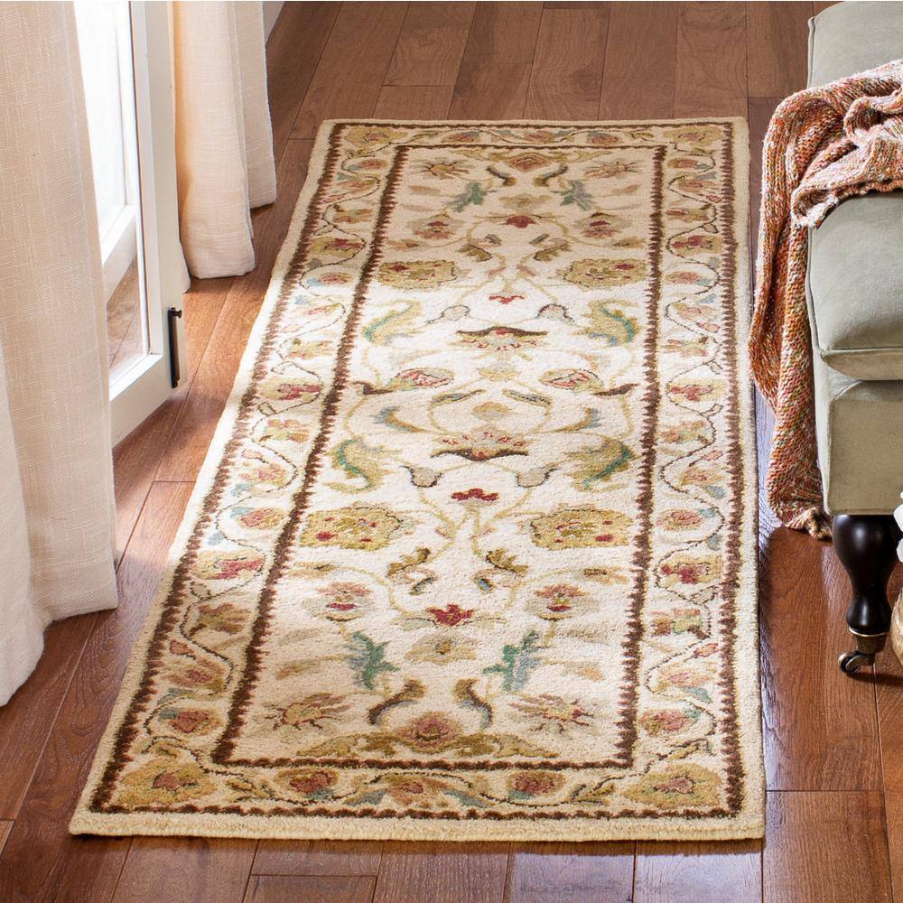 Elegant Ivory Hand-Tufted Wool Runner Rug 2'3" x 8'