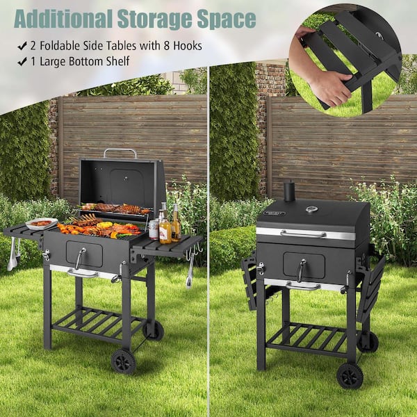 Charcoal Grills Outdoor BBQ Grill, Barrel Charcoal Grill with Side Table,  with Nearly 500 Sq.In. Cooking Grid Area, Outdoor Backyard Camping Picnics