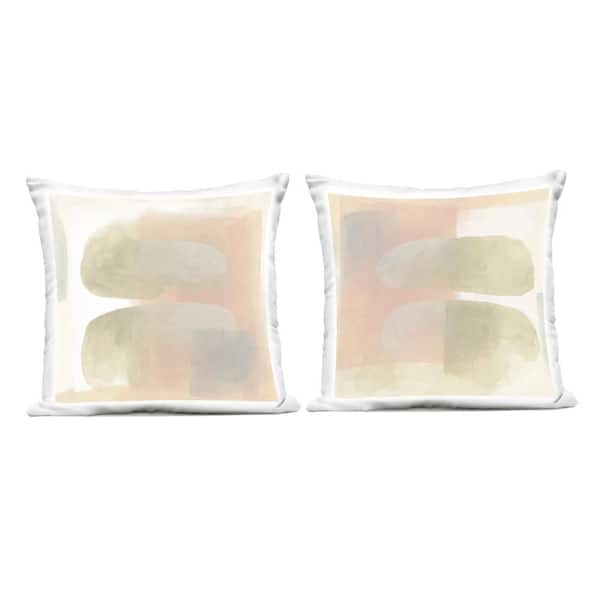 Stupell Industries Neutral Oblong Shapes Abstract Pink Square Outdoor Throw Pillow 2-Pack