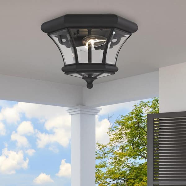 Aston 2 Light Black Outdoor Flush Mount