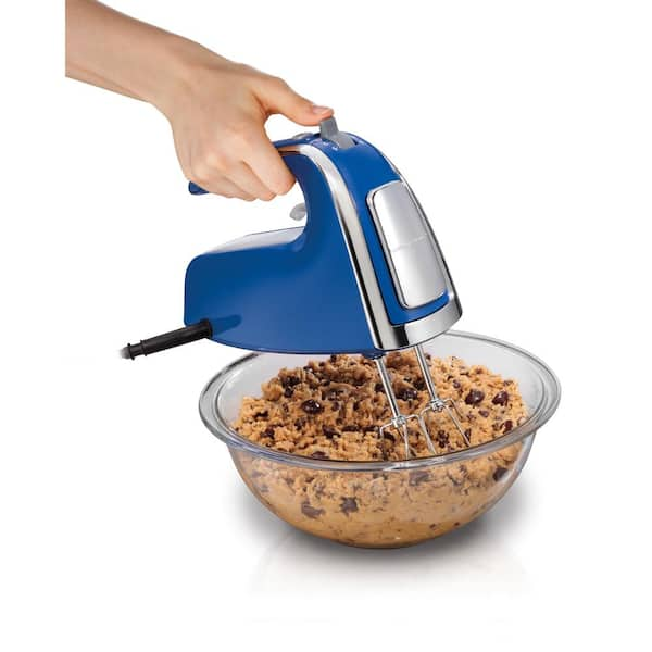 Hamilton Beach 6-Speed Blue Hand Mixer with Beater, Whisk and Dough Hook Attachments