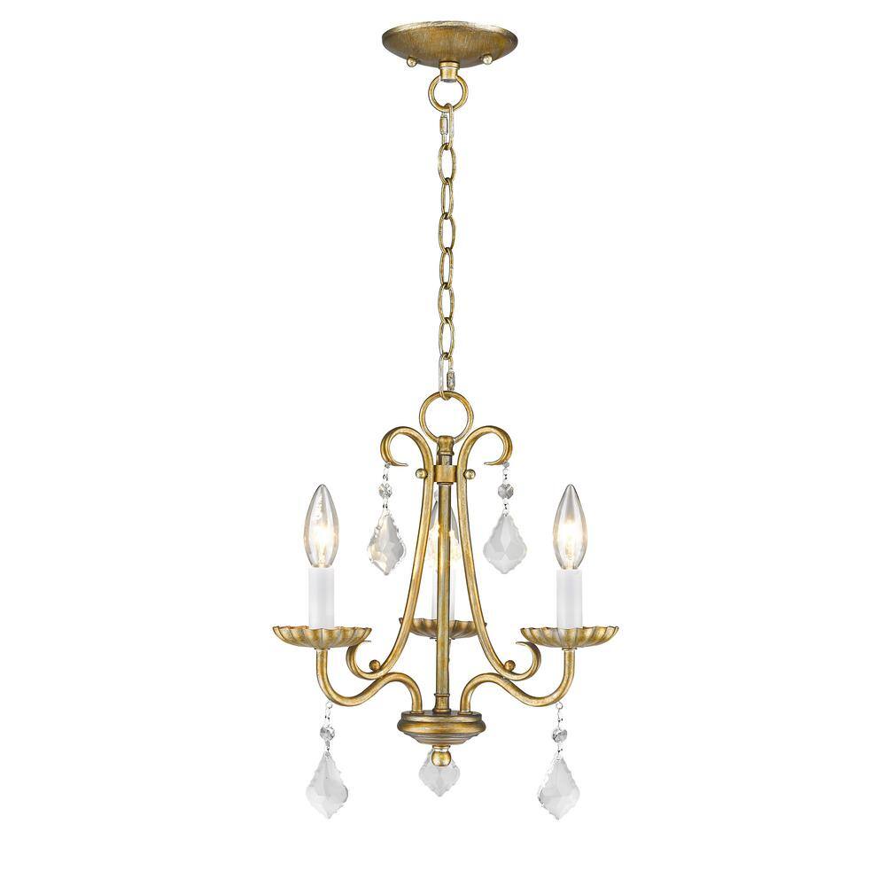 Mini Gold Steel Crystal Candle Chandelier Light