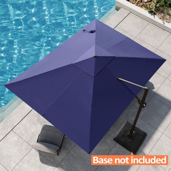 9 ft. x 12 ft. Large Aluminum Outdoor Cantilever 360° Rotation Patio Umbrella in Navy Blue