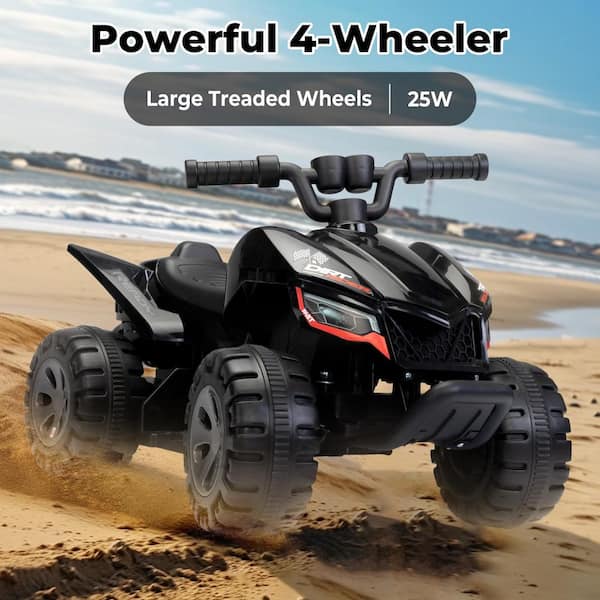 6-Volt Kids Ride On ATV 4 Wheeler Electric Car with Bluetooth/ Music, Black