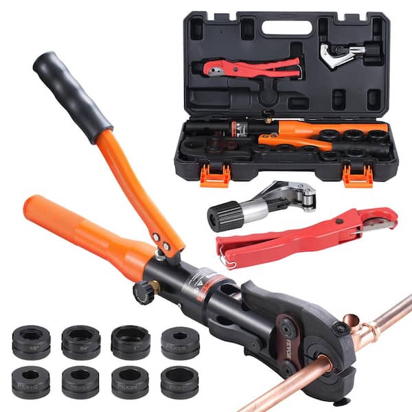 SKYSHALO Copper Pipe Crimping Tool, 8.7 in. Aluminum Hydraulic Driven Press Tool for ASTM Pipe Copper Ring Crimps