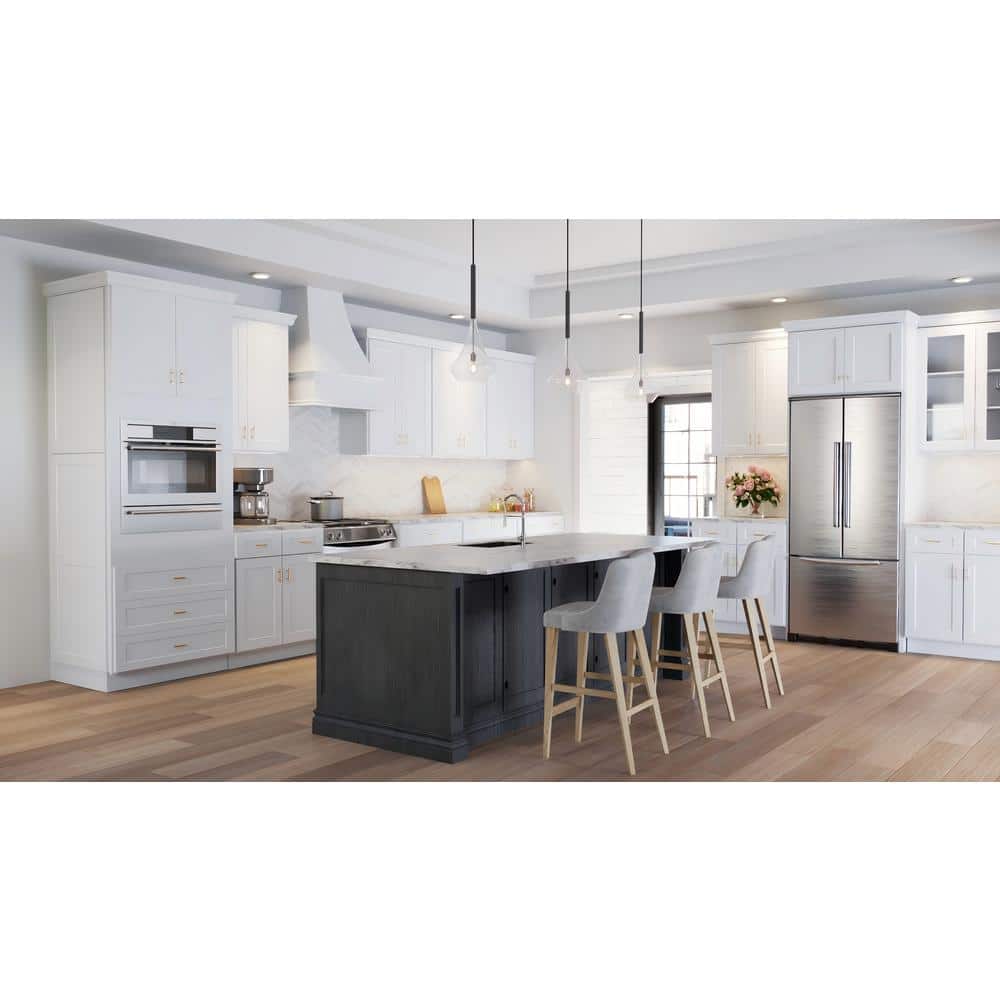Shaker White Solid Wood 3-Drawer Base Kitchen Cabinet