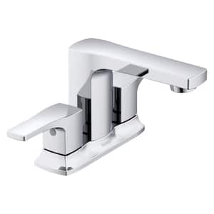Tribune 4 in. Centerset Double Handle Bathroom Faucet with Metal Touch Down Drain in Chrome