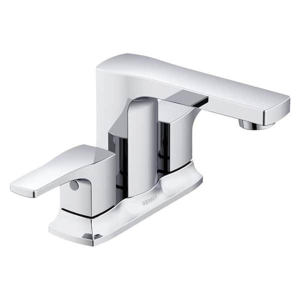 Gerber Tribune 4 in. Centerset Double Handle Bathroom Faucet with Metal Touch Down Drain in Chrome