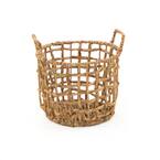Round Handmade Sparsed Wicker Water Hyacinth Small Basket with Handles