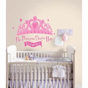 16 in. x 30 in. Princess Sleeps Here Peel and Stick Giant Wall Decal with Personalization