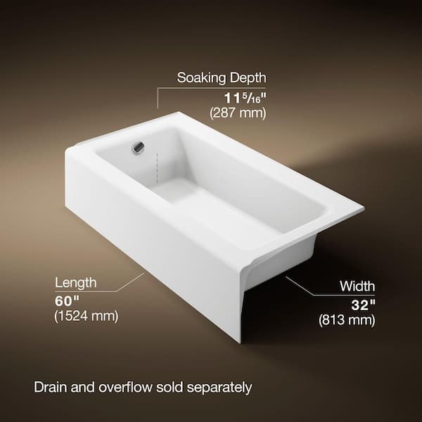Bellwether 60 in. x 32 in. Alcove Soaking Bathtub with Left-Hand Drain in White