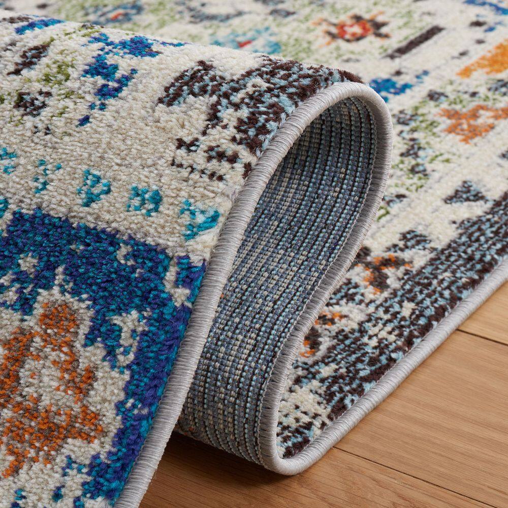 Madison Blue and Beige Geometric Area Rug 3' x 5'