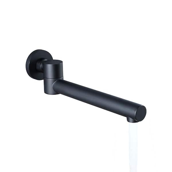 9.5 in. Foldable Round Wall-Mount Tub Spout in Matte Black