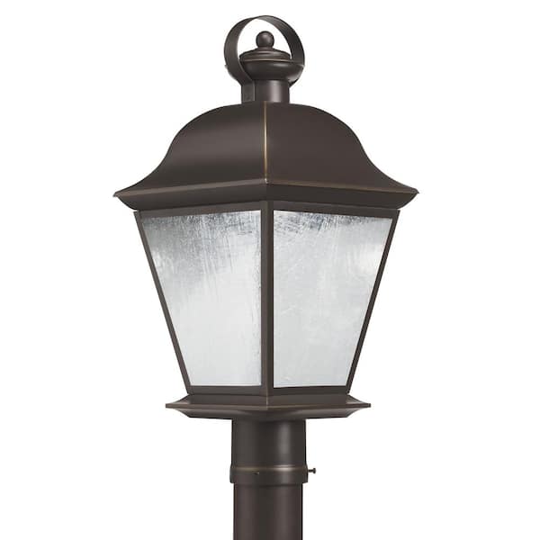 Light With Clear Seeded Glass Shade, Led Outdoor Lamp Post