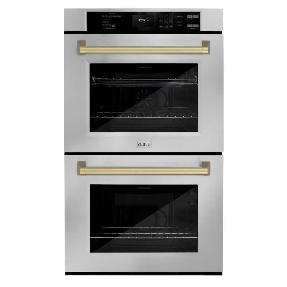 Autograph Edition 30 in. Professional Double Electric Wall Oven in Stainless Steel with Champagne Bronze Handles