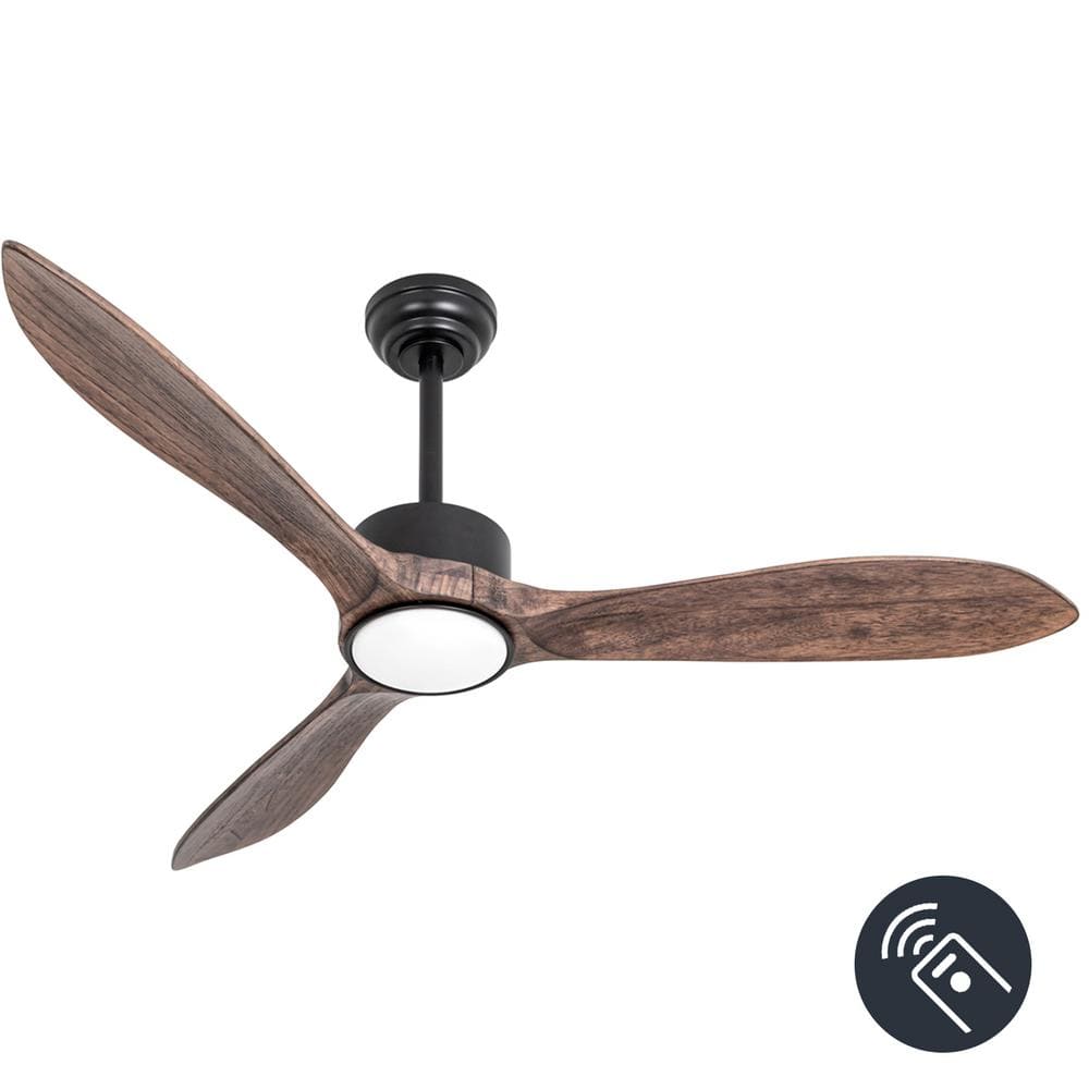 52 in. LED Indoor Outdoor Matte Black and Mahogany Finished Ceiling Fan with 1-Light and Remote Control price history on PriceWatchPro