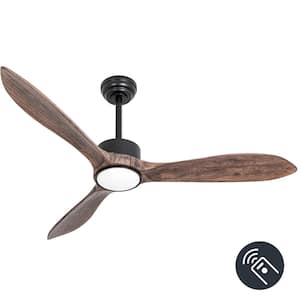 52 in. LED Indoor Outdoor Matte Black and Mahogany Finished Ceiling Fan with 1-Light and Remote Control