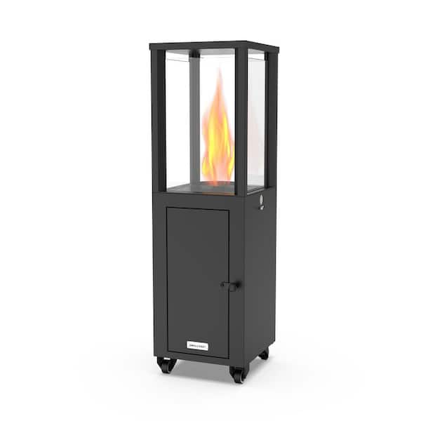 Unbranded 23,400 BTU Steel Wood Pellet Freestanding Patio Heater with Wheels - Black