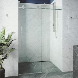 Elan E-Class 56 to 60 in. W x 76 in. H Frameless Sliding Shower Door in Chrome with 3/8 in. (10 mm) Clear Glass