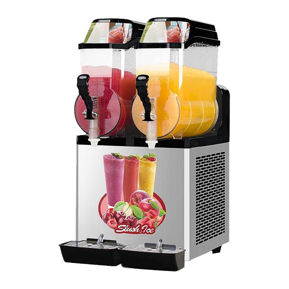 110V Stainless Steel Dual Tank Commercial Smoothie Maker, 950W Powerful Compressor with 2 x 15L Individual Cooking Tanks