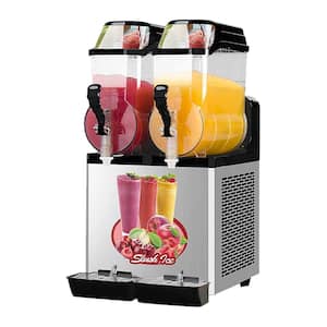 110V Stainless Steel Dual Tank Commercial Smoothie Maker, 950W Powerful Compressor with 2 x 15L Individual Cooking Tanks