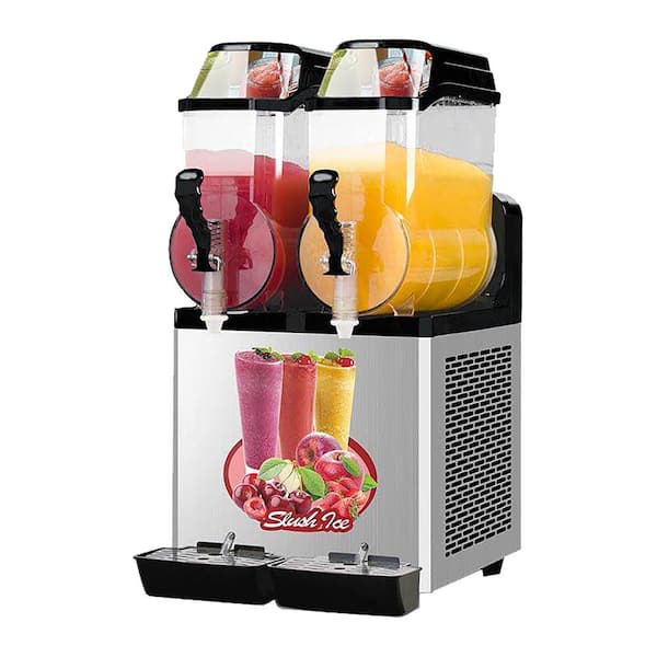 110V Stainless Steel Dual Tank Commercial Smoothie Maker, 950W Powerful ...