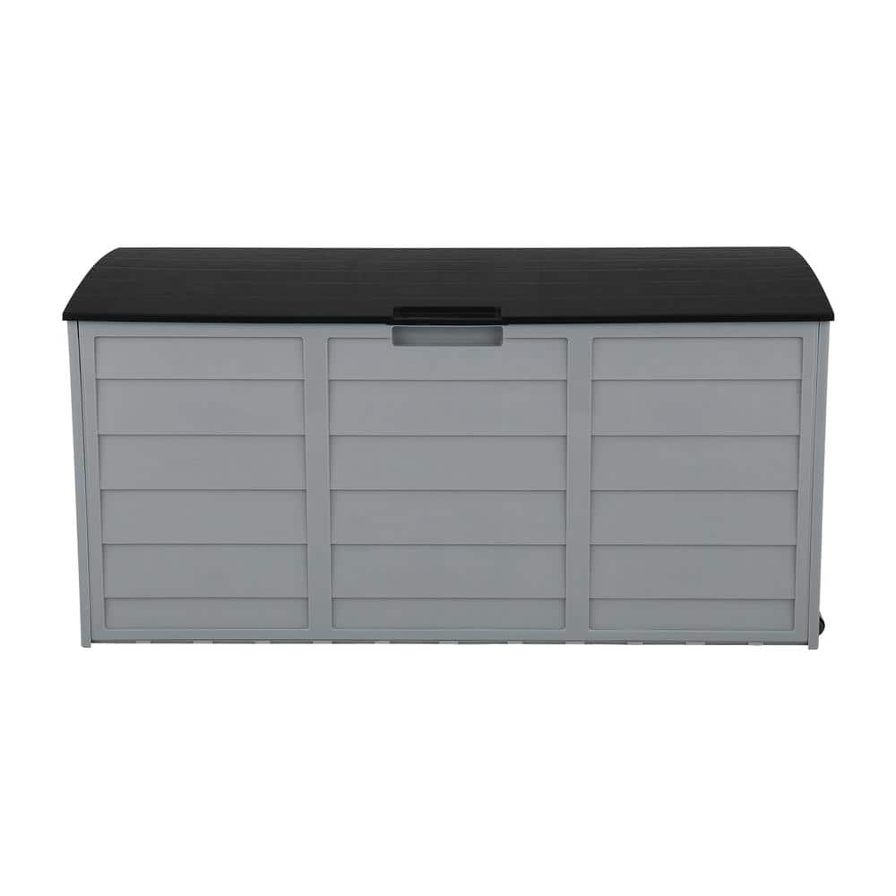 75 Gallon Gray Plastic Lockable Deck Box with Wheels