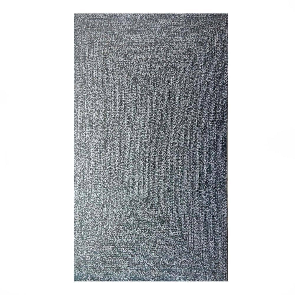 SUPERIOR Braided Light Blue/White 3 ft. x 5 ft. Solid Indoor/Outdoor ...