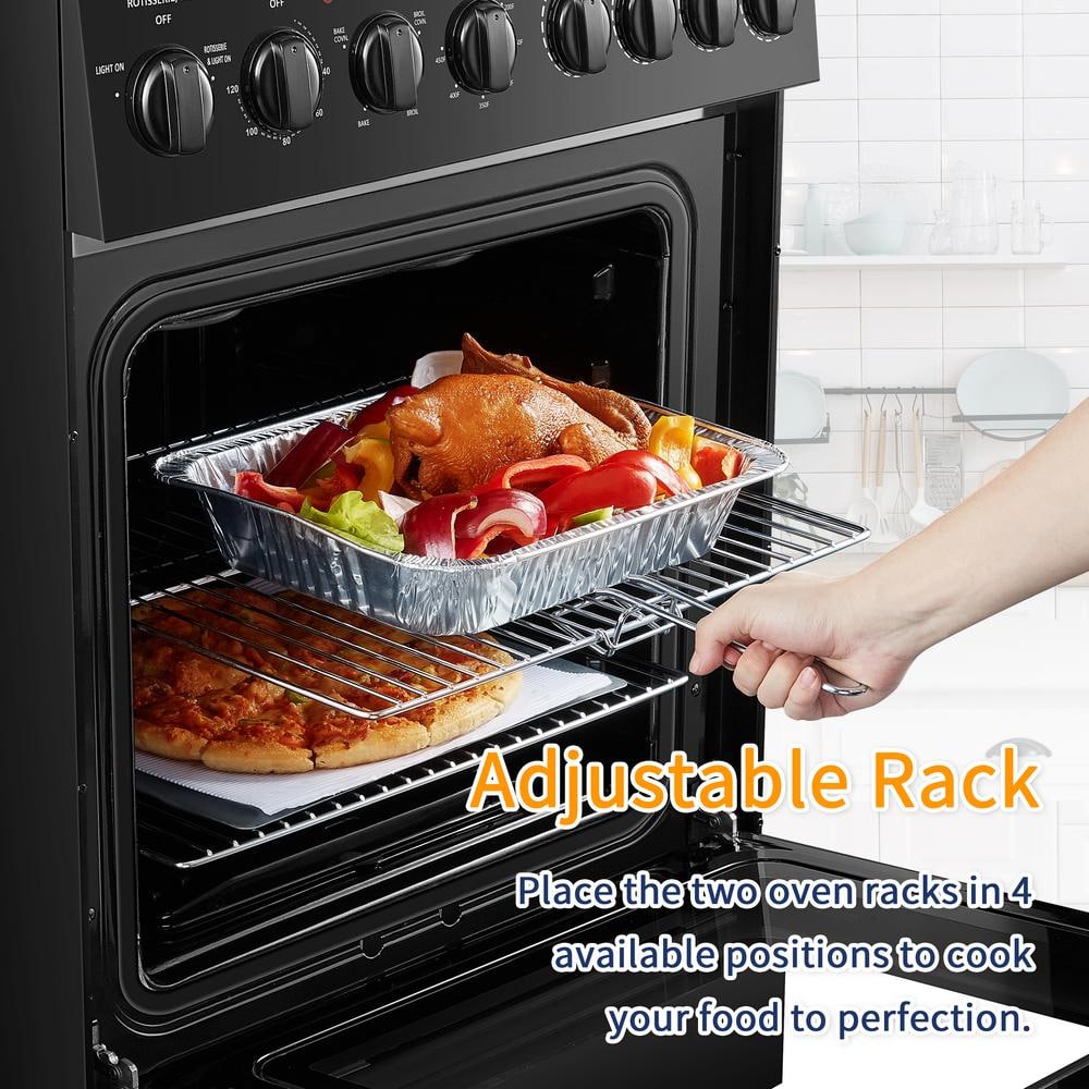 Lanbo 24" Black Freestanding Electric Range with Convection and Warming Drawer