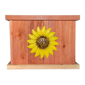 22 in. x 22 in. Deluxe Redwood Planter with Yellow Sunflower Art