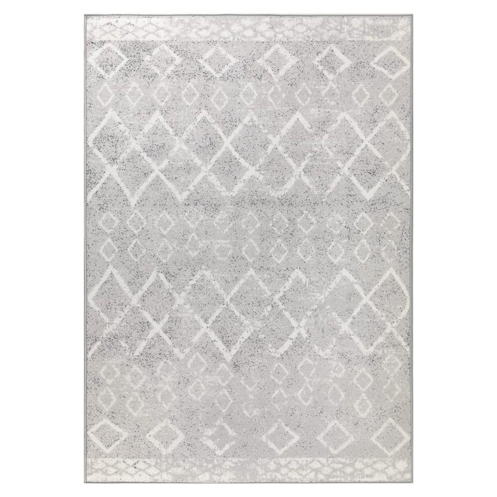 Gray Polypropylene 5 ft. x 7 ft. Geometric Indoor Area Rug
