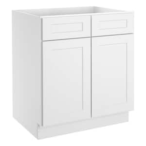 30 in.W x 24 in.D x 34.5 in.H in Shaker White Plywood Ready to Assemble Base Kitchen Cabinet with 2-Drawers 2-Doors