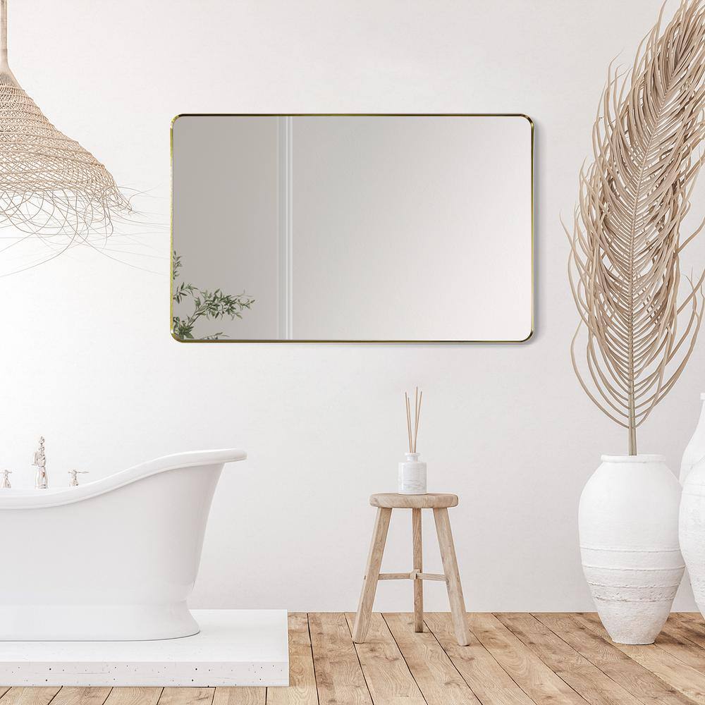 Eleganza 48" Gold & Silver Aluminum Rectangular Vanity Mirror