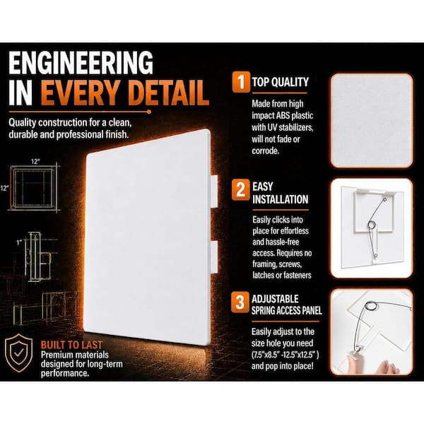 Morvat 12 x 12 Adjustable Spring Access Panel for Drywall and