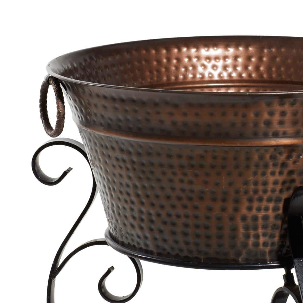 XL Copper Finish Metal Ice Bucket with Stand