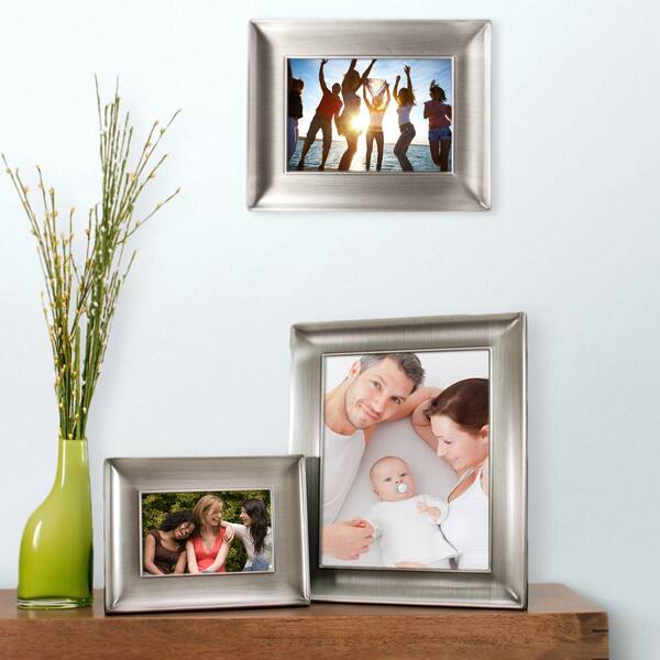 nexxt Devyn 8 in. x 10 in. Metal Picture Frame-Pewter Finish With Velvet Backing