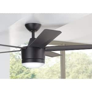 Merwry 52 in. Integrated LED Indoor Matte Black Ceiling Fan with Light Kit Works with Google Assistant and Alexa