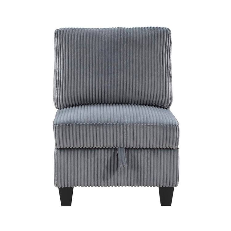 Lazzara Kieran Dark Gray Corduroy Fabric Upholstery Armless Chair with Storage