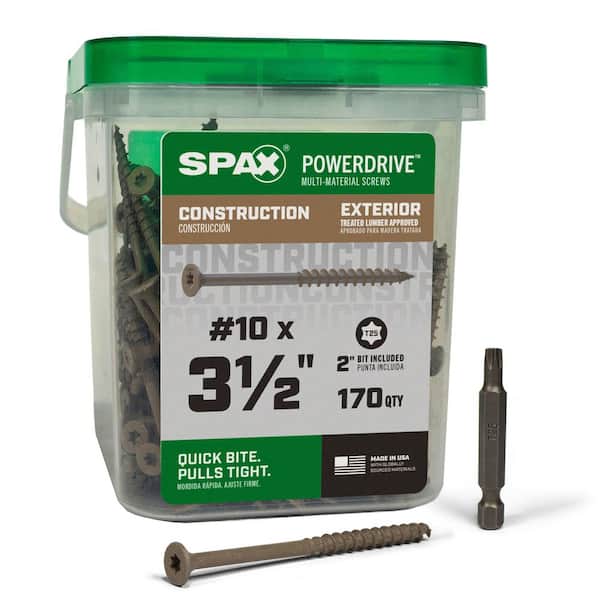 #10 x 3-1/2 in. Tan PowerDrive Exterior T25 T-Star Flat Head Construction Wood Screw (170 pcs)